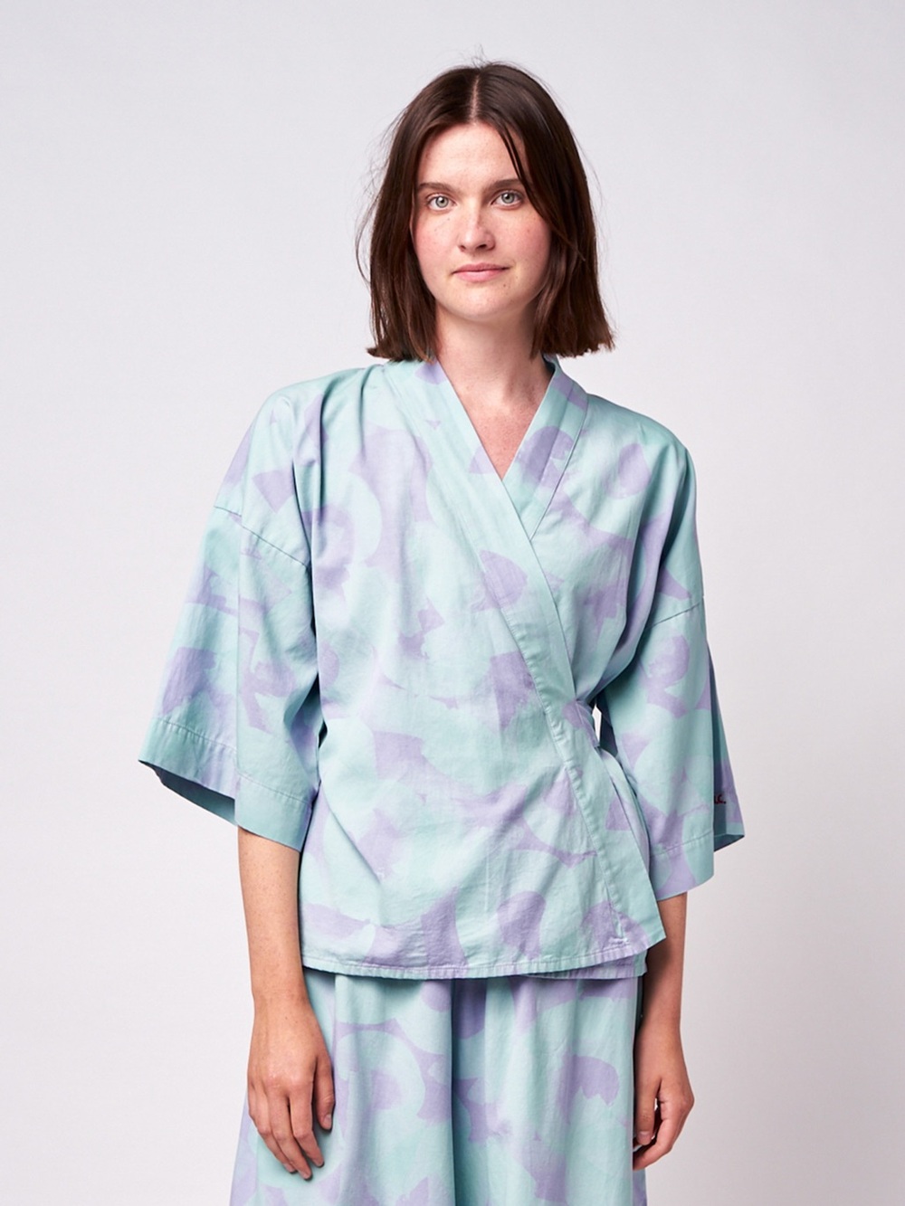 Bobo Choses NWT $145 Brushstrokes Wrap Linen Blend Blouse Size XS (PTP- 23”)